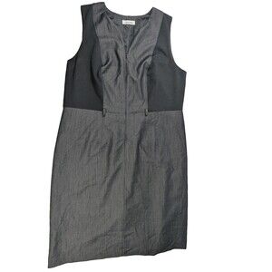 Calvin Klein Womens Sheath Dress Est L Gray Black Colorblock Sleeveless READ